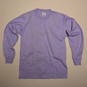 AUTHENTIC VINTAGE 80s Cal Cru Purple Blank Basic Long Sleeve T-Shirt M - 4821 - Picture 1 of 3