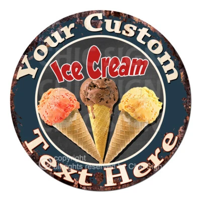 CP-0163 ANY NAME'S Custom Personalized Ice Cream Cone Metal Sign Decor Gift idea - Image 1 of 2