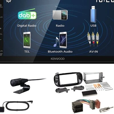 Kenwood DMX129DAB   Autoradio für Fiat 500 ab 2007 piano black - Bild 1 von 4