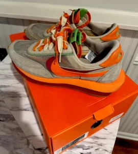 NICE Nike LD Waffle Sacai CLOT Kiss of Death Net Orange Blaze Red 9.5 w/Box - Picture 1 of 9
