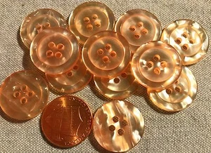 12 Pearlized Muted Melon Pink Plastic Sew-through 4-hole Buttons 3/4" 19mm 8261 - Picture 1 of 1
