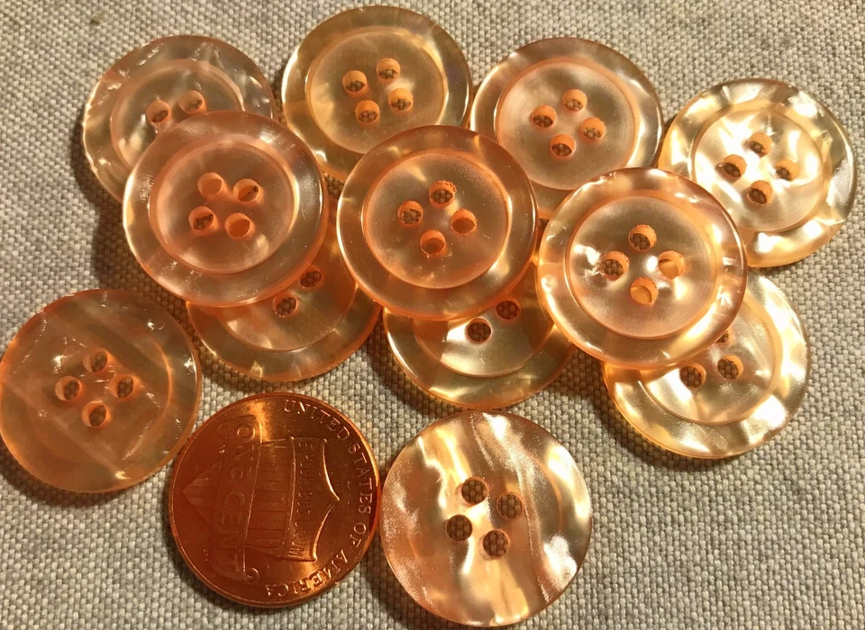 12 Pearlized Muted Melon Pink Plastic Sew-through 4-hole Buttons 3/4" 19mm 8261 - Image 1 of 1