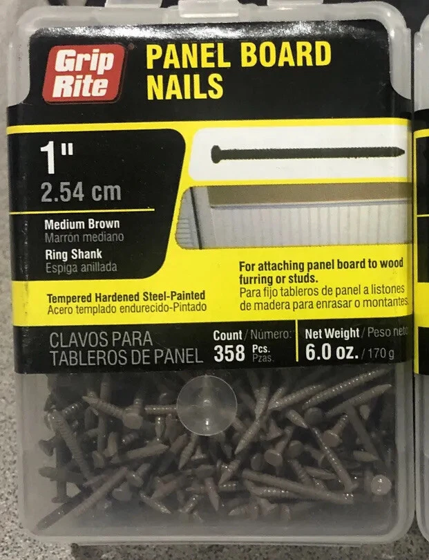 6 OZ Grip Rite 1" Largo MARRÓN MEDIO Panel Tablero Uñas Anillo Vástago 1PBMBR Foto 1 de 1