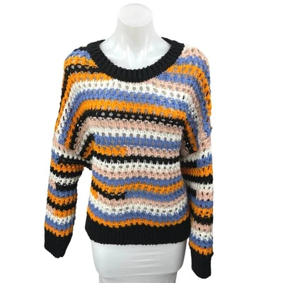 Divided by H&M Multicolor Striped Crochet Open Knit Pullover Sweater Top Size XL - Image 1 of 4