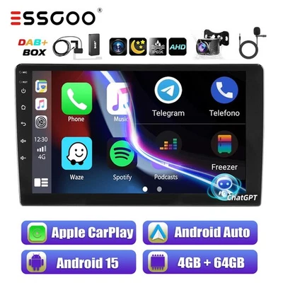 9" 2 DIN DAB+ Carplay Android 14 AUTORADIO Chat-GPT-AI GPS  BLUETOOTH 4+64GB Cam - Bild 1 von 4