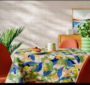 ROOM ESSENTIALS 60 X 84" rettangolo TOVAGLIA DI COTONE Blu Arancione Verde Floreale - Foto 1 di 4