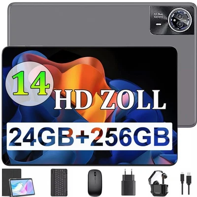 2025 Neueste Tablet 24GB RAM 256GB ROM 14 Zoll Android15 Tablet 2SIM LTE 5G WiFi - Bild 1 von 4