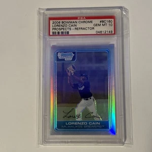 LORENZO CAIN 2006 Bowman Chrome REFRACTOR SP /500 Rookie Card RC PSA 10 POP 3 - Picture 1 of 2