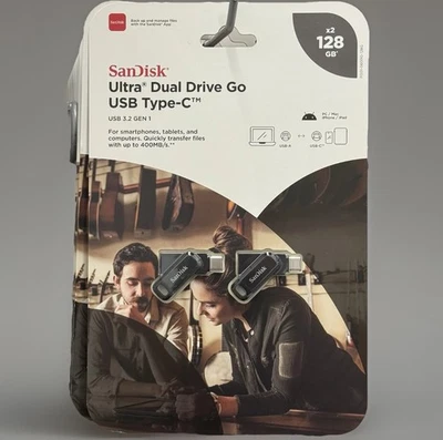 2 Pack Sandisk 128GB Ultra Dual Drive Go USB Type-C Flash Drive SDDDC3 - Image 1 of 3