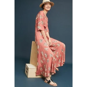 Nuevo Mono Anthropologie Corey Lynn Calter Tulipán Pierna Ancha $256 PEQUEÑO Coral - Imagen 1 de 7