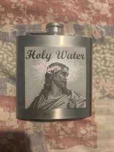 Spencer Gifts Hip Flask Stainless Steel 8oz Liquor ‘Holy Water’ Gag Gift - Picture 1 of 1