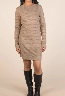 Vestido Suéter Michael Kors Mezcla de Lana Metálico Rayas Manga Larga Mediano Foto 1 de 4