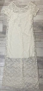 Maxi abito Wild Fable trasparente overlay taglia L grande - avorio - NUOVO B - Foto 1 di 14
