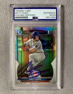 CHICAGO CUBS MATT SHAW AUTOGRAPH 2023 BOWMAN DRAFT CHROME RC REFRACTOR PSA SLAB - Picture 1 of 2
