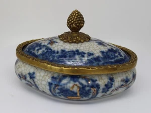 Box Tabak Blumen Art Deco Stil Art Nouveau Jugendstil Stil Porzellan Bronze Cera - Picture 1 of 12