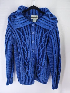 Suéter Aran Crafts Mujer Mediano Azul Real Hecho en Irlanda Lana Merino - Imagen 1 de 10