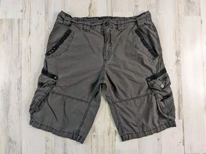Affliction Shorts Mens Fits 34x12 Black Gray Cargo Y2K Grunge Tattoo Distressed - Picture 1 of 19