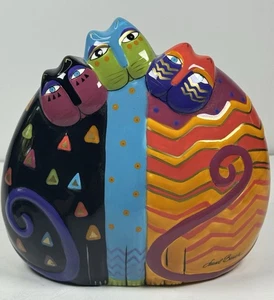 Vintage Laurel Burch 3 sitzende Katzen Bella Casa von Ganz 6" Keramik Figur 1990 - Bild 1 von 11