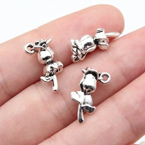 120 PCS Tibetan Silver Flower Charms Pendants 17x9x7MM DIY Jewelry Accessories  - Picture 1 of 4