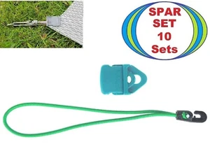 10 x Sonnensegel Planen MINI CLIP grün + 25 cm Spann Gummi Haken Spanner Klammer - Picture 1 of 17