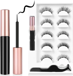 Ciglia Finte Magnetiche, 5 Paia Ciglia Magnetiche Con Eyeliner Magnetico, Riutil - Foto 1 di 9