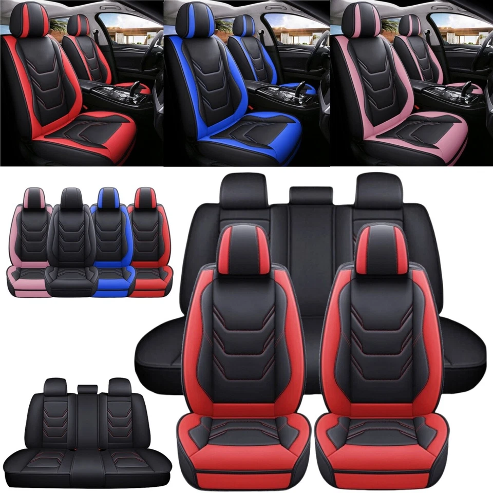 For BMW Car 5 Seat Covers Full Set 3D PU Leather Front Rear Cushion Non-Slip Pad Foto 1 de 4