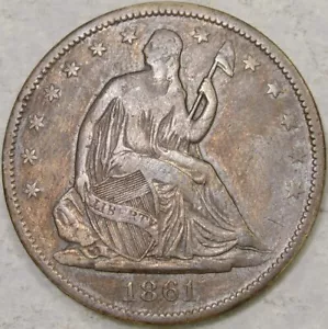 1861 O LIBERTY SITZEND HALBER DOLLAR EXTREM SELTEN WB-102/FS-401 OBV CSA DIE CRACK - Bild 1 von 4