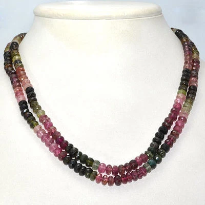 Natural Top Multicolor Tourmaline Faceted Rondelle Beads 228.70 Cts 2-L Necklace - Image 1 of 3