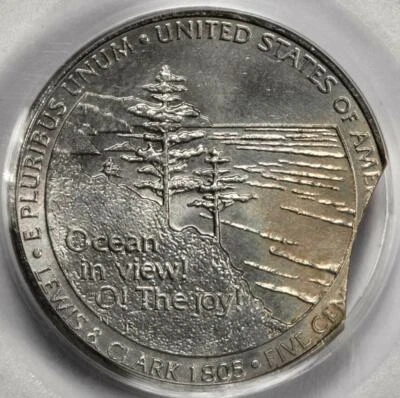 2005 PCGS MS65 7% Clipped Planchet Western Waters Nickel Mint Error Rare Date - Image 1 of 4