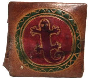 Vintage Folding Leather Coin Purse Lizard Image Retro Wallet Accessories - Picture 1 of 10