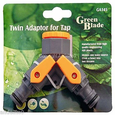 Hose Pipe Splitter 2 way Connector Adaptor Garden Tap INDIVIDUALLY SWITCHED NEW - Image 1 of 3