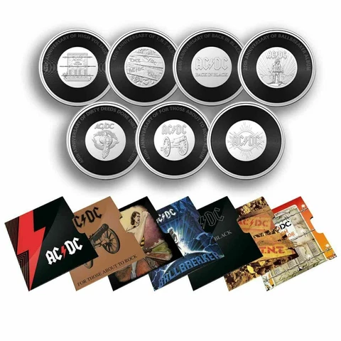 ** SOLD OUT ** 2020 AC DC 7 x COINS BRAND NEW COLLECTION BOX SET LIMITED EDITION Cover