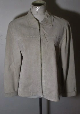 ST. JOHN'S BAY 米色全拉链 100% 皮革夹克 L 码 — 第 1/4 张图片