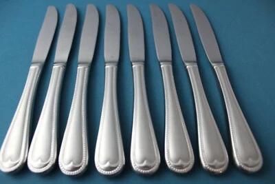 8 facas de jantar ocas Gorham contas de coroa fosco aço inoxidável porcelana 9" - Imagem 1 de 4