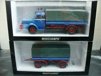 WOW EXTREMELY RARE Krupp Titan Truck+Trailer Set Blue/Red 1:43 Minichamps-F8/860 - Image 1 of 2