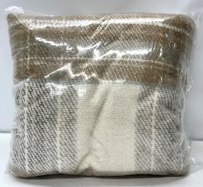 NUEVA Manta Pottery Barn Stewart a Cuadros con Respaldo de Piel Sintética 50 x 60 ~ Neutral Foto 1 de 2