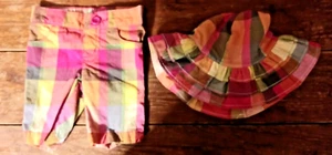 Gymboree girls baby size 3-6 pink plaid shorts and bucket hat darling set chic - Picture 1 of 3
