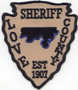 LOVE COUNTY OKLAHOMA Indianer Pfeilspitze Sheriff Polizei Patch - Bild 1 von 1