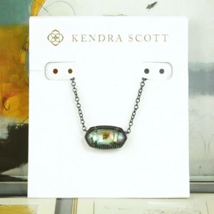 NWT Kendra Scott Elisa Abalone Shell Short Necklace Gunmetal Tone Black - Bild 1 von 7
