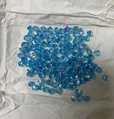50 beads Aquamarine blue 6 mm  5301 vintage Swarovski 1970s  Aurore Boreale - Image 1 of 3