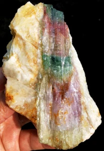 381g Natürliche Wassermelone Farbe Turmalin Kristall Eis Transparent Probe ia8249 - Bild 1 von 12
