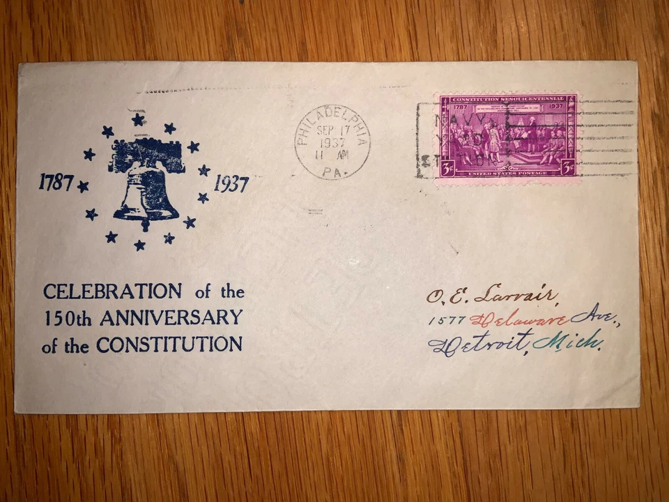 US FDC - Scott 798 -  1st Tuchinsky cachet in blue - US Constitution Anniversary - Image 1 of 1
