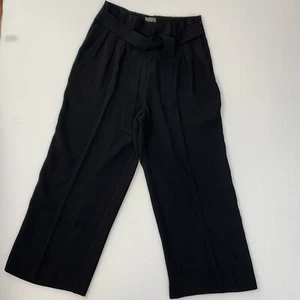 Vince Camuto Paperbag Waist Wide Leg Pants Womens 8 Black Tie Waist Career Wear - Picture 1 of 12