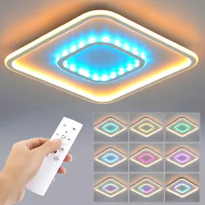 RGB LED Deckenleuchte Dimmbar Wohnzimmer Moderne Deckenlampe mit Fernbedienung - Bild 1 von 12