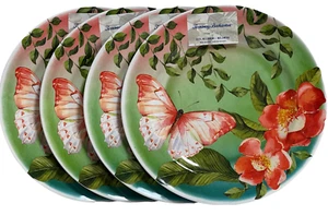 Tommy Bahama Melamine Dinner Plates 11" Butterfly Flowers Leaves Multi-Colors #4 - Picture 1 of 8