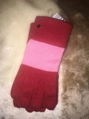 Guantes de punto Kate Spade New York para mujer color bloque rojo/rosa nuevos con etiquetas. OSFA Foto 1 de 3