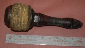 Brockton Maillet Rond Acier & Brut Hyde 4 1/4 lbs Vintage Machine à Bois Pierre Outil - Photo 1/13