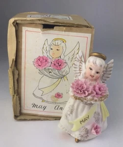 Vintage Lefton Engel Mädchen Geburtstag Monat Mai Figur 3332 mit OVP Etikett - Bild 1 von 15