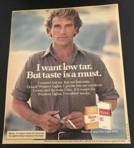 WINSTON CIGARETTES 1977 modelo: Roy Summersett - anuncio impreso de revista vintage - Imagen 1 de 1