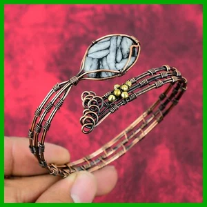 Easter Deal Pinolith Jasper Stone Mother Gift Engagement Ethnic Bangle Copper - Picture 1 of 6